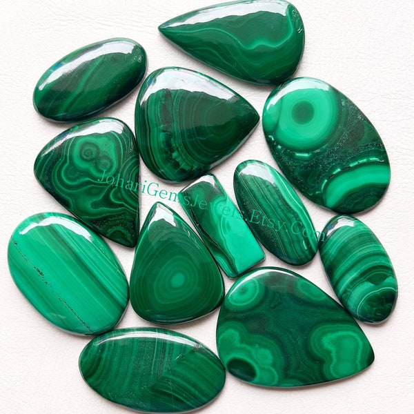 MALACHITE Cabochon Wholesale Lot, AAA+ Natural Malachite By Weight With Different Shapes And Sizes Used For Jewelry Making