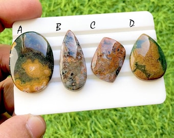 NEW Ocean Jasper Cabochon Loose Gemstone For Jewelry Making, AAA+ Natural Ocean Jasper Gemstone Cabochon For Wire Wrap - 34988-34991