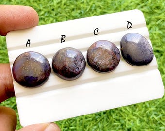 Mystic Glow Star Ruby Loose Gemstone Cabochon, Natural Burgundy Purple Corundum, Smooth Designer Gemstones For Jewelry Making - 37969-37972