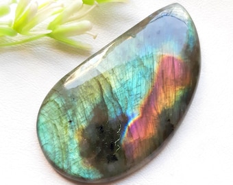 BIG Multi Color Labradorite Cabochon Loose Gemstone For Jewelry Making | Size : 76X43X7 MM | AAA+ Natural Multi Color Labradorite - 21745