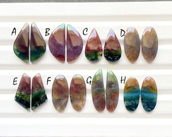 RARE BLOOD Moss Agate Pair Cabochon Loose Gemstone For Jewelry Making, AAA+ Natural Blood Moss Agate Matching Pair For Earrings -24750-24757