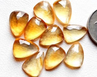 Natural Citrine 10x14mm Shield Shape Rose Cut, 10 Pcs Pack, Citrine Rose cut Shield , Flatback Rose Cut Gemstones Used For Jewelry Making