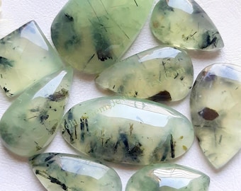 1 Kilogram Rutile Prehnite Cabochon Wholesale Gemstone Lot For Jewelry Making, Discounted Natural Rutile Prehnite Lot For Handmade Jewelry