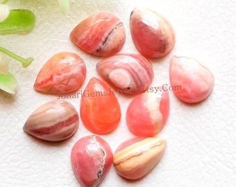 New Rhodochrosite Pear Cabochon Gemstone 10 Pieces Lot | Size : 9X7 MM | Natural AAA+ Rhodochrosite Cabochon Used For Handmade Jewelry