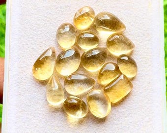 Selected Citrine Small Cabochon Loose Gemstone 15 Pieces Lot For Jewelry Making | Size : 13-8 MM | AAA+ Natural Citrine Cabochon - 29963