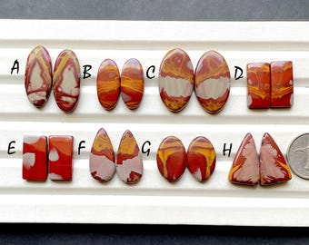 NEW Noreena Jasper Cabochon Loose Gemstone For Jewelry Making, AAA+ Natural Noreena Jasper Matching Pair Cabochon For Earrings - 29242-29249