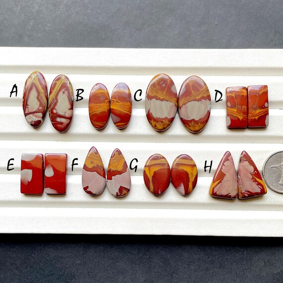 NEW Noreena Jasper Cabochon Loose Gemstone For Jewelry Making, AAA+ Natural Noreena Jasper Matching Pair Cabochon For Earrings - 29242-29249