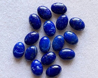 Lapis Lazuli Oval Shape Cabochon Calibrated Gemstone 15 Pieces Lot | Size : 5X7 MM | AAA+ Lapis Lazuli With Flat Back For Handmade Jewelry
