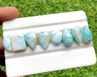 Selected LARIMAR Cabochon Loose Gemstone 8 Pieces Lot For Jewelry Making, Size : 19-15 MM, AAA+ Larimar Cabochon For Handmade Jewelry  30326