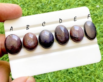 Mystic Glow Star Ruby Loose Gemstone Cabochon, Natural Burgundy Purple Corundum, Smooth Designer Gemstones For Jewelry Making - 37963-37968