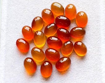 Carnelian 6X8 MM Oval Shape Cabochon With Flat Back Gemstone 15 Pieces Lot, AAA+ Natural Carnelian Gemstone Used For Jewelry Making