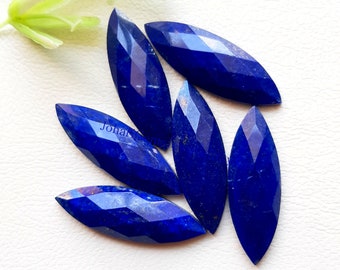 Lapis Lazuli Marquise Shape Rose Cut Gemstone 6 Pcs Lot | Size : 10x30 MM | AAA+ Natural Lapis Lazuli With Flat Back Used For Jewelry Making