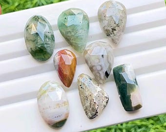 Ocean Jasper Rose Cut Loose Gemstone 8 Pieces Lot For Jewelry Making | Size : 20-15 MM |  AAA+ Natural Ocean Jasper Gemstone Lot - 22625