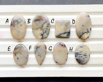 New Grey Dendritic Opal With Amethyst Cabochon Loose Gemstone For Jewelry Making, AAA+ Dendritic Opal For Handmade Jewelry - 30416-30423