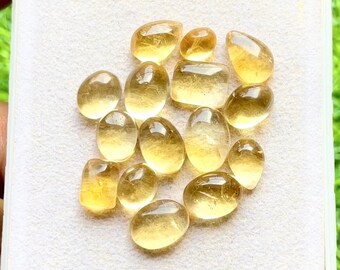 Selected Citrine Small Cabochon Loose Gemstone 15 Pieces Lot For Jewelry Making | Size : 10-7 MM | AAA+ Natural Citrine Cabochon - 29968