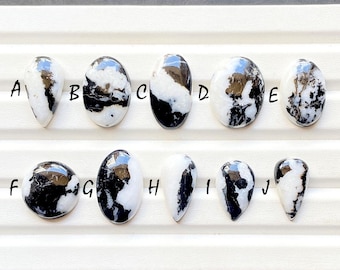 White BUFFALO TURQUOISE Cabochon Loose Gemstone For Jewelry Making, AAA+ Buffalo Turquoise For Handmade Jewelry And Wire Wrap - 28135-28144