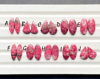 NEW THULITE Matching Pairs Cabochon Loose Gemstone For Jewelry Making, AAA+ Natural Thulite Gemstone Pair For Earrings - 26916-26925