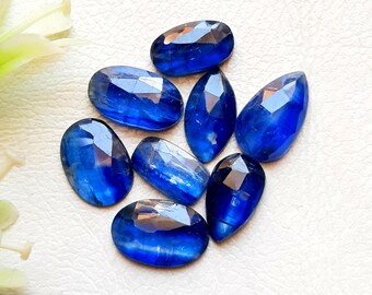 Blue Kyanite 12-10 MM Rosecut Slices 8 Pieces Gemstone Lot For Jewelry Making, AAA+ Natural Blue Kyanite Gemstone With Flat Back - 22784