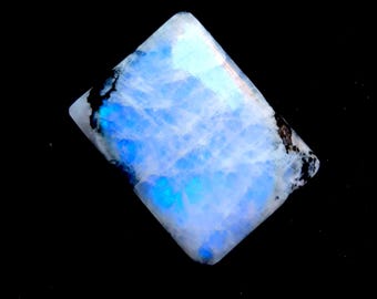 Rainbow Moonstone Cabochon With Black Tourmaline Dot For Jewelry Making, AAA+ Natural Rainbow Moonstone Cabochon For Wire Wrap - 32489-32492