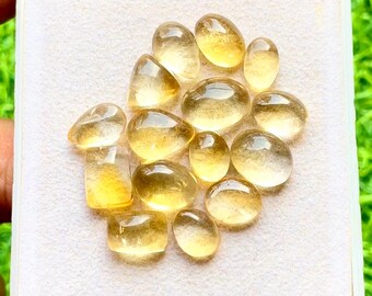 Selected Citrine Small Cabochon Loose Gemstone 15 Pieces Lot For Jewelry Making | Size : 11-8 MM | AAA+ Natural Citrine Cabochon - 29969