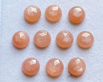 Peach Moonstone Rose Cut Round With Flat Back Gemstone 10 Pieces Lot | Size : 8 MM | AAA+ Natural Peach Moonstone For Handmade Jewelry
