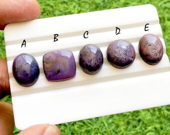 Mystic Glow Star Ruby Loose Gemstone Cabochon, Natural Burgundy Purple Corundum, Smooth Designer Gemstones For Jewelry Making - 37993-37997