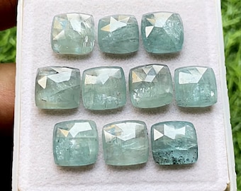 Aqua Kyanite Rose Cut Cushion Flat Back Gemstone 5 Pieces Lot | Size : 12 MM | AAA+ Natural Aqua Kyanite Gemstone For Handmade Jewelry