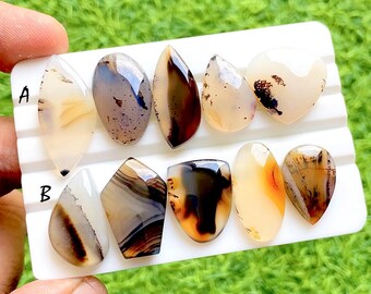 NEW Yellowstone River Montana Agate 5 Pieces Cabochon Lot For Jewelry Making, AAA+ Montana Agate Cabochon For Handmade Jewelry - 37743-37744