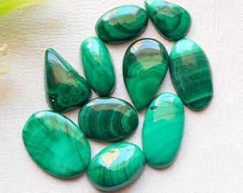 Rare FOREST MALACHITE Cabochon Loose Gemstone For Jewelry Making | Size 17-12 MM | Natural Malachite Cabochon Small Size Lot - 21602
