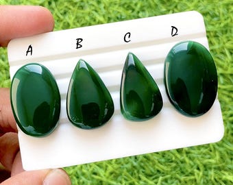 Emerald Forest Chalcedony Cabochon For Wire Wrap, Deep Green Agate Cabochons, Smooth Polished Loose Gemstone for Jewelry Making -35664-35667