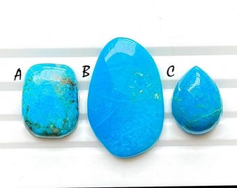 Natural Arizona Sleeping Beauty Turquoise Loose Gemstone For Jewelry Making , AAA+ Top Grade Arizona Turquoise Cabochon - 24457-24459