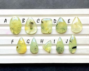 New Rutile Prehnite Cabochon Loose Gemstone For Jewelry Making, AAA+ Natural Rutile Prehnite Gemstone For Wire Wrap - 30620-30629