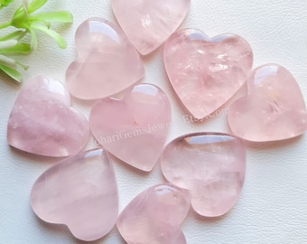 ROSE QUARTZ Heart Shape Cabochon Wholesale Lot, Natural AAA+ Rose Quartz Cabochon By Quantity With Different Sizes For Jewelry Making