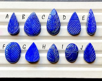 Lapis Lazuli Mughal Carving Cabochon Loose Gemstone For Jewelry Making,  Natural Lapis Lazuli Carving Gemstone For Wire Wrap -  33624-33633