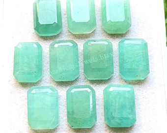 Amazonite Fancy Cut Rectangle Shape With Flat Back Gemstone 10 Pieces Lot | Size : 10X14 MM | AAA+ Amazonite Used For Jewelry Making