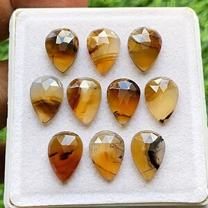 MONTANA AGATE Rosecut Pear Flat Back Gemstone 10 Pieces Lot | Size : 10X14 MM | Natural Montana Agate Gemstone Used For Jewelry Making