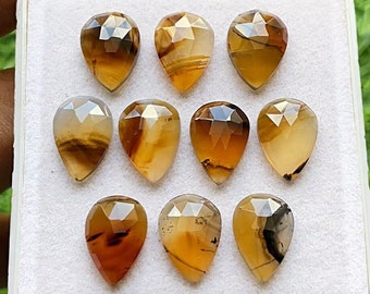 MONTANA AGATE Rosecut Pear Flat Back Gemstone 10 Pieces Lot | Size : 10X14 MM | Natural Montana Agate Gemstone Used For Jewelry Making