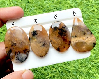 Autumn Mist Dendritic Agate Cabochons For Wire Wrap, Natural Landscape Agate Cabochons For Jewelry Making, Earth Tone Gemstones -35860-35863