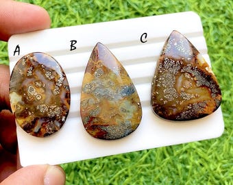 RARE Golden Relic Marcasite Agate Cabochon Loose Gemstone For Jewelry Making, AAA+ Natural Marcasite Druzy For Wire Wrap - 35270-35272