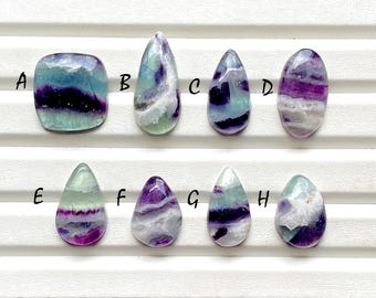 NEW Purple Fluorite With Multi Color Cabochon Gemstone For Handmade Jewelry, AAA+ Natural Multi Fluorite For Wire Wrap - 27200-27207