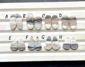 NEW Zebra Jasper Pair Cabochon Gemstone For Handmade Jewelry, AAA+ Natural Zebra Jasper Gemstone Matching Pairs For Earrings - 32528-32535