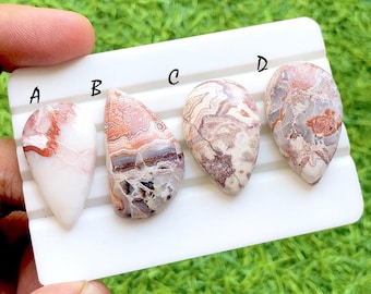 Blush Vein Rosetta Jasper Cabochon For Wire Wrap, AAA+ Natural Pink Line Stone Pear & Oval Cabochons for Jewelry Making - 36067-36070