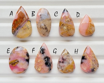 Strawberry Pink Opal Cabochon Loose Gemstone For Handmade Jewelry, AAA+ Natural Pink Opal For Jewelry Making And Wire Wrap - 24214-24221