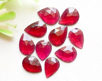 Top Garnet Rose Cut Pear Shape Gemstone 10 Pieces Lot | Size : 8X10 MM | Natural Natural Garnet With Flat Back Used For Jewelry Making