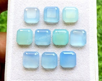 Sky Blue Chalcedony Fancy Cut Cushion Shape With Flat Back Gemstone 10 Pcs Lot |Size: 10 MM| AAA+ Natural Chalcedony Used For Jewelry Making