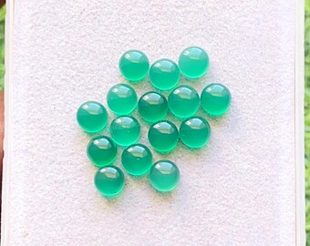 Green Chalcedony 6 MM Round Shape Smooth Cabochon Gemstone 15 Pieces Lot, AAA+ Natural Chalcedony With Flat Back For Jewelry Making