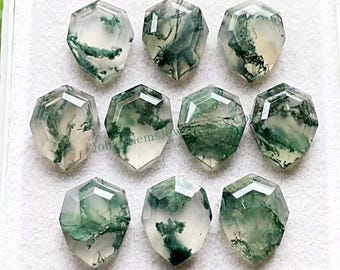 Moss Agate Fancy Cut Pear Shape With Flat Back Gemstone 10 Pieces Lot | Size : 10X14 MM | AAA+ Moss Agate Used For Jewelry Making