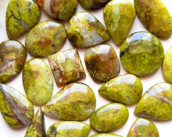 NEW Green Opal Cabochon Wholesale Lot, Natural Green Opal By Weight With Different Shapes And Sizes Used For Jewelry Making