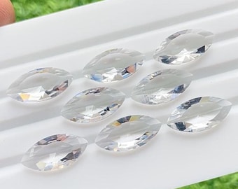 Top Quality Clear Quartz 9X18 MM Faceted Marquise Shape With Pointed Back Gemstone 8 Pieces Lot For Jewelry Making