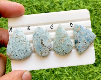 NEW Blue Opal With Chalcedony Cabochon Loose Gemstone For Jewelry Making, AAA+ Natural Opal Chalcedony Cabochon For Wire Wrap - 37256-37259